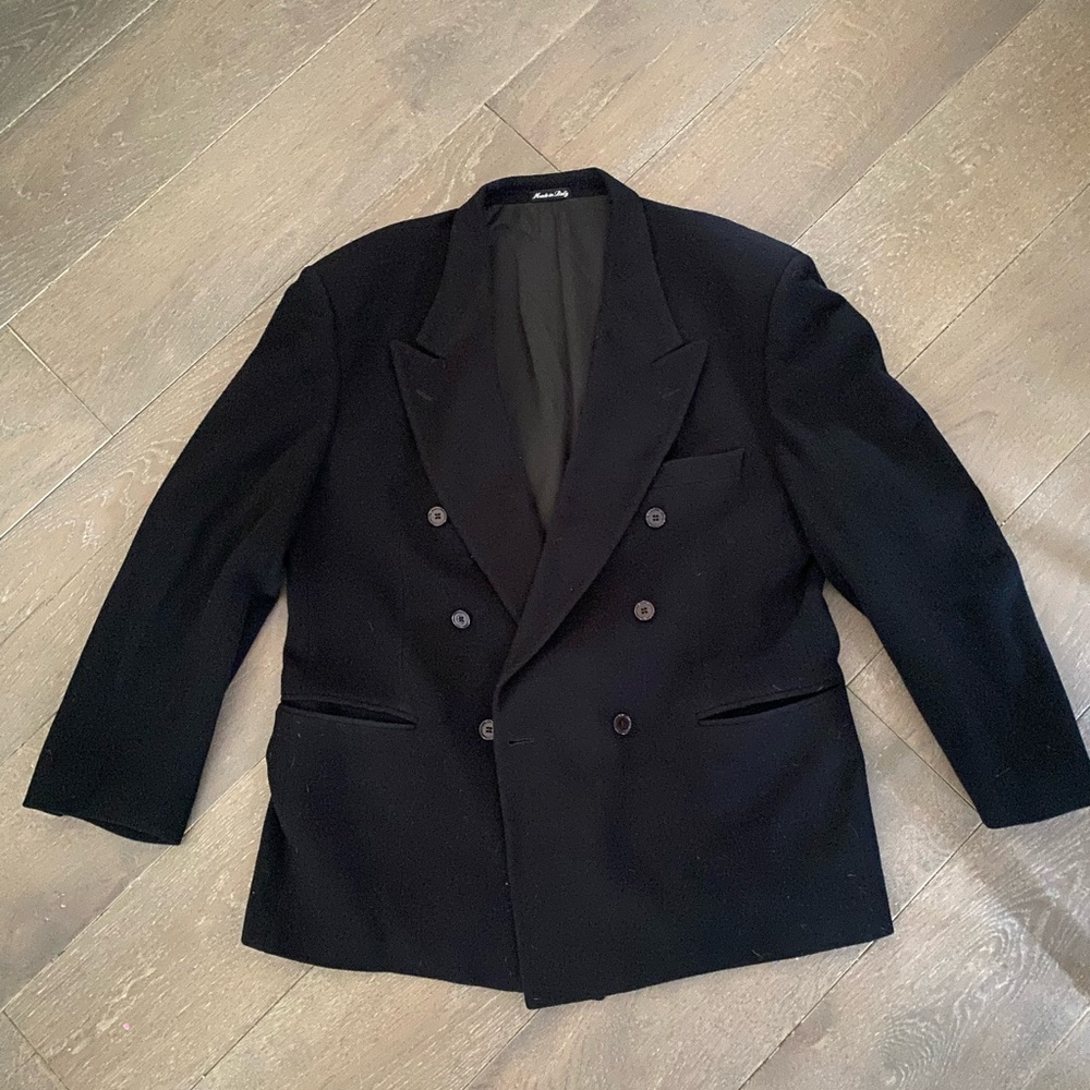 Paolo Cellini Men's Black Double-Breasted Wool Peacoat - Brand - Picture 2 of 5
